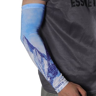 Moisture Wicking Arm Sleeves for Outdoor Blue White 1 Pair