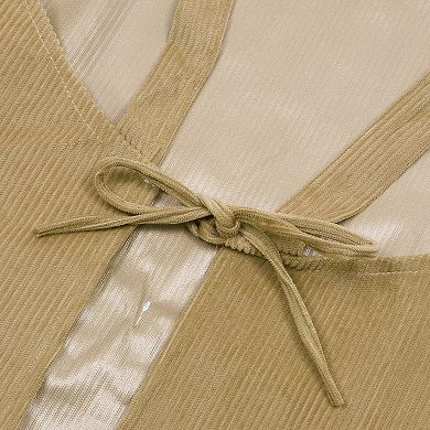 Women Kitchen Apron with Pockets, H Shoulder Corduroy Apron for Cooking Baking Cleaning Work