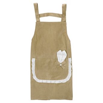 Women Kitchen Apron with Pockets, H Shoulder Corduroy Apron for Cooking Baking Cleaning Work