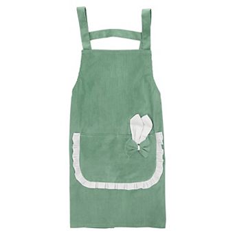 Women Kitchen Apron with Pockets, H Shoulder Corduroy Apron for Cooking Baking Cleaning Work