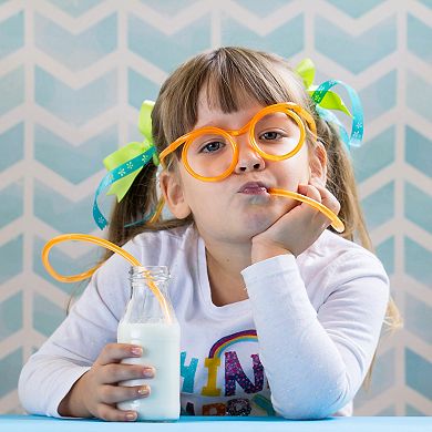 8 Pcs Straw Glasses, Plastic Straw Eye Glasses, Round Novelty Drinking Eyeglasses Reusable Straws