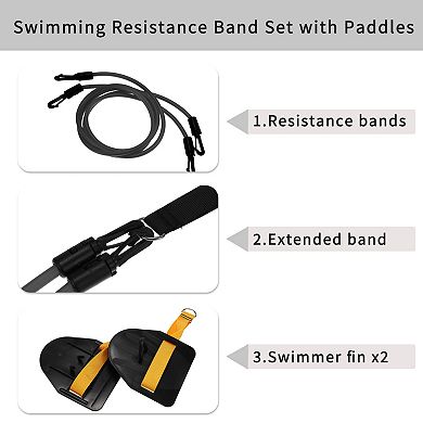 Swimming Arm Strength Training, Swimming Training Equipment Dry Land Cord, Black