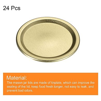 Canning Lids, 24 Pcs Tinplate Split-type Mason Jar Lid, Regular Mouth Leak Proof Fits Storage Cover
