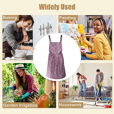 Cross Back Aprons, Waterproof Apron, Apron with Pockets for Women, Adjustable Pinafore Purple