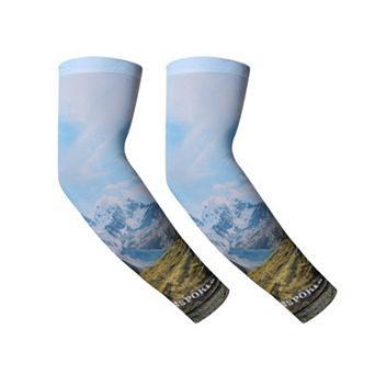 Moisture Wicking Arm Sleeves for Outdoor Blue Yellow 1 Pair