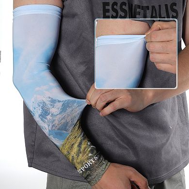 Moisture Wicking Arm Sleeves for Outdoor Blue Yellow 1 Pair