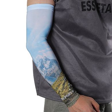 Moisture Wicking Arm Sleeves for Outdoor Blue Yellow 1 Pair