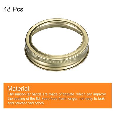 Canning Jar Rings, 48 Pcs Tinplate Split-type Mason Jar Replacement Bands Regular Mouth