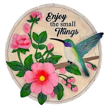 Enjoy the Small Things Hummingbird Stepping Stone, 9.5" Decorative Garden Appreciation Gift