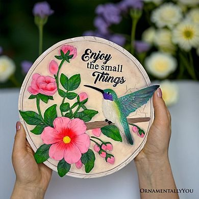 Enjoy the Small Things Hummingbird Stepping Stone, 9.5" Decorative Garden Appreciation Gift