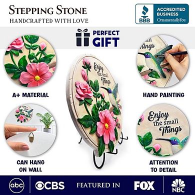 Enjoy the Small Things Hummingbird Stepping Stone, 9.5" Decorative Garden Appreciation Gift