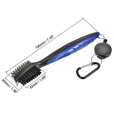 Golf Club Brush Double Sided Dust Groove Cleaner with Extension Cord Clip Protective Shell
