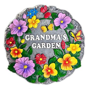 Grandma’s Garden Floral Stepping Stone, 9.5" Decorative Outdoor Decoration