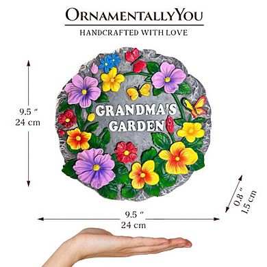 Grandma’s Garden Floral Stepping Stone, 9.5" Decorative Outdoor Decoration