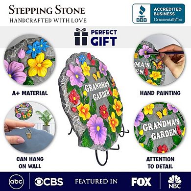 Grandma’s Garden Floral Stepping Stone, 9.5" Decorative Outdoor Decoration