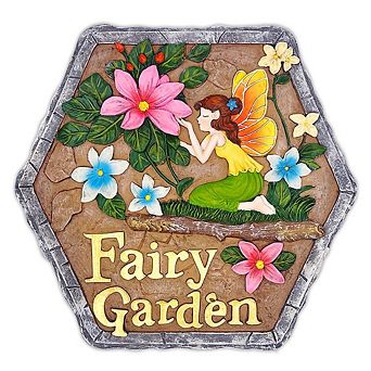 Fairy Kisses and Flowers Garden Stepping Stone, 9.5" Outdoor Decoration Statue
