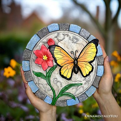 Colorful Moments Bloom Stepping Stone, 9.5" Butterfly Garden Decorative Figurine