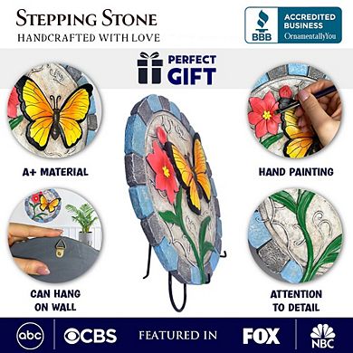 Colorful Moments Bloom Stepping Stone, 9.5" Butterfly Garden Decorative Figurine