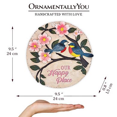Blossoming Songbirds Positivity Stepping Stone, 9.5" Happiness Garden Decoration and Support Gift