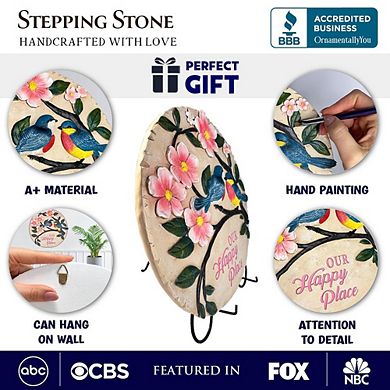 Blossoming Songbirds Positivity Stepping Stone, 9.5" Happiness Garden Decoration and Support Gift