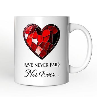 Heart Stained Glass Mug, Love Never Fails Gift