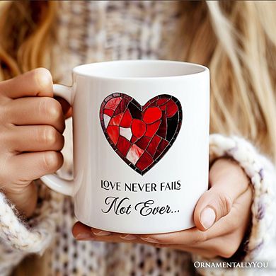 Heart Stained Glass Mug, Love Never Fails Gift