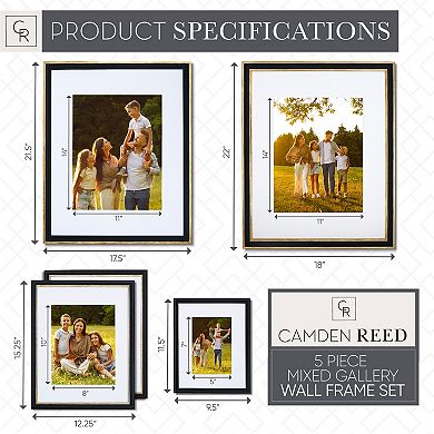 Camden Reed 5-Piece Black & Gold Finish Mixed Gallery Wall Frame Set
