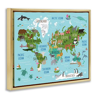 Stupell Home Decor Kid's Favorite Animals World Map Wall Art