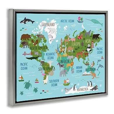 Stupell Home Decor Kid's Favorite Animals World Map Wall Art