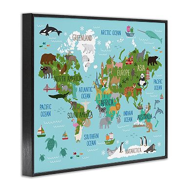 Stupell Home Decor Kid's Favorite Animals World Map Wall Art