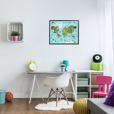 Stupell Home Decor Kid's Favorite Animals World Map Wall Art