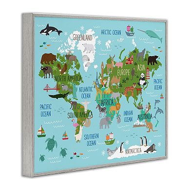 Stupell Home Decor Kid's Favorite Animals World Map Wall Art