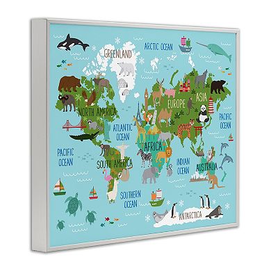 Stupell Home Decor Kid's Favorite Animals World Map Wall Art