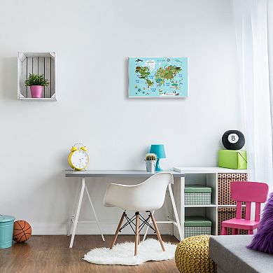 Stupell Home Decor Kid's Favorite Animals World Map Wall Art