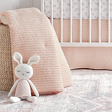 Levtex Baby Mills Waffle Pink Bunny Plush Stuffed Animal