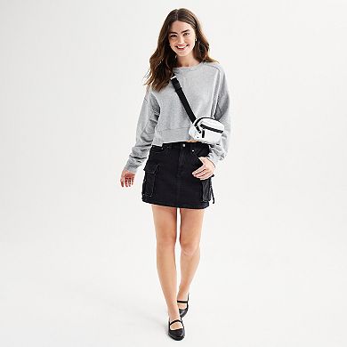 Juniors' SO® Cropped Crewneck Pullover