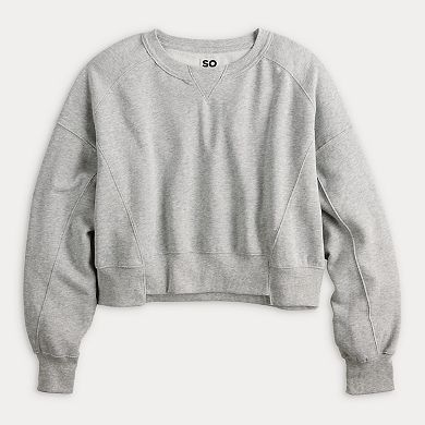 Juniors' SO® Cropped Crewneck Pullover