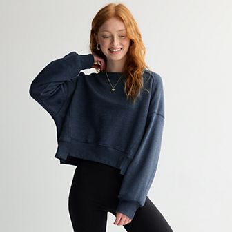 Juniors' SO® Cropped Crewneck Pullover
