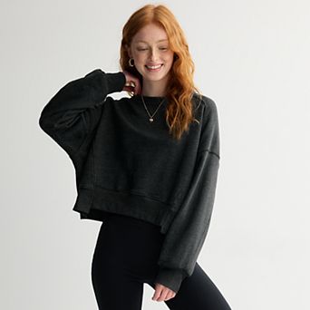 Juniors' SO® Cropped Crewneck Pullover