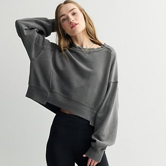Juniors' SO® Cropped Crewneck Pullover