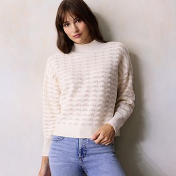 Petite LC Lauren Conrad Mockneck Pullover Sweater