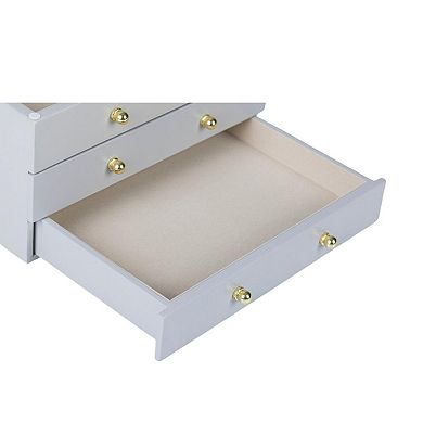 Glass Lift Top Jewelry Box with 2 Drawers