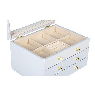 Glass Lift Top Jewelry Box with 2 Drawers