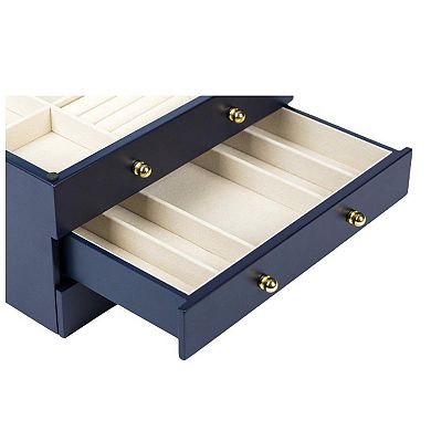 Glass Lift Top Jewelry Box with 2 Drawers