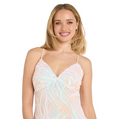 Juniors' Morgan and Co Strappy Lace Up Back Long Sequin Dress