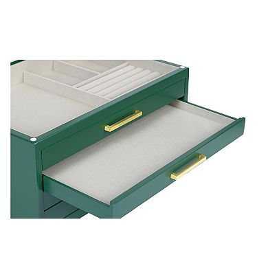 Large Contemporary Jewelry Box with 4 Drawers and Glass Top