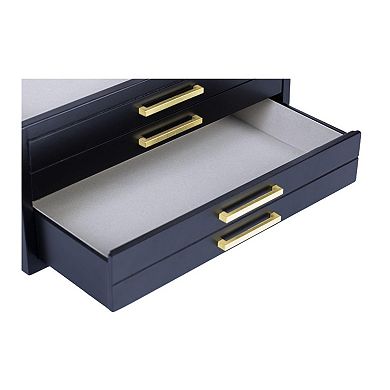 Large Contemporary 4-Drawer Jewelry Box with Glass Top