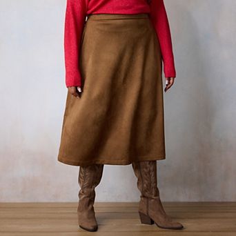 Plus Size LC Lauren Conrad Semi Circular Midi Skirt