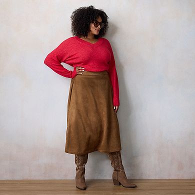Plus Size LC Lauren Conrad Semi Circular Midi Skirt