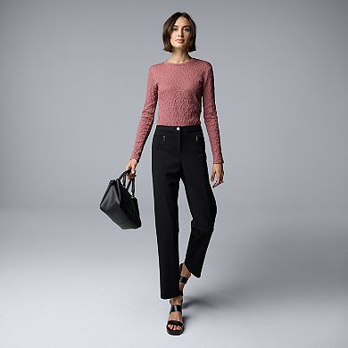 Petite Simply Vera Vera Wang Midrise Slim Ponte Pants